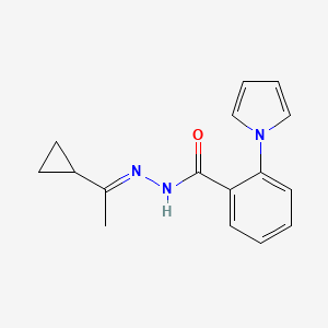 molecular formula C16H17N3O B1242468 N-[(E)-1-cyclopropylethylideneamino]-2-pyrrol-1-ylbenzamide 
