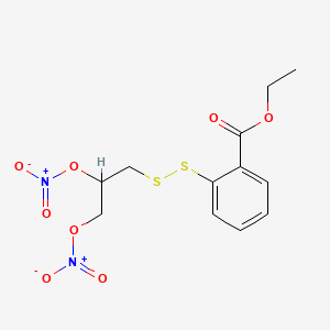 molecular formula C12H14N2O8S2 B1242505 Benzoic acid, 2-((2,3-bis(nitrooxy)propyl)dithio)-, ethyl ester CAS No. 349472-62-4