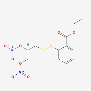 Benzoic acid, 2-((2,3-bis(nitrooxy)propyl)dithio)-, ethyl ester