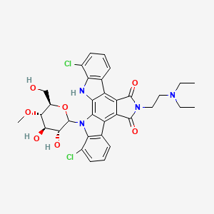 molecular formula C33H34Cl2N4O7 B12425232 5,21-dichloro-13-[2-(diethylamino)ethyl]-3-[(3R,4R,5S,6R)-3,4-dihydroxy-6-(hydroxymethyl)-5-methoxyoxan-2-yl]-3,13,23-triazahexacyclo[14.7.0.02,10.04,9.011,15.017,22]tricosa-1,4(9),5,7,10,15,17(22),18,20-nonaene-12,14-dione 