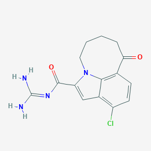 molecular formula C15H15ClN4O2 B1242558 5-chloro-N-(diaminomethylidene)-9-oxo-1-azatricyclo[6.5.1.04,14]tetradeca-2,4,6,8(14)-tetraene-2-carboxamide 