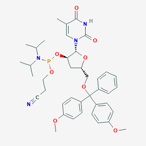 molecular formula C40H49N4O8P B124258 3-[[(2R,3R,5S)-5-[[双(4-甲氧苯基)-苯甲氧基]甲基]-2-(5-甲基-2,4-二氧嘧啶-1-基)氧杂环-3-基]氧基-[二(丙烷-2-基)氨基]膦酰]氧基丙腈 CAS No. 142103-12-6