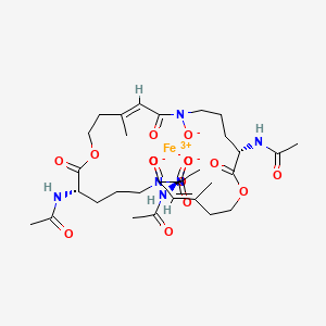 molecular formula C39H57FeN6O15 B1242633 N-[(3R,9E,15S,21E,27S)-15,27-diacetamido-10,22,34-trimethyl-7,19,31-trioxido-2,8,14,20,26,32-hexaoxo-1,13,25-trioxa-7,19,31-triazacyclohexatriaconta-9,21,33-trien-3-yl]acetamide;iron(3+) CAS No. 59200-35-0