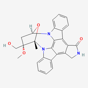 molecular formula C27H23N3O4 B1242786 (15S,16S,18R)-16-(hydroxymethyl)-16-methoxy-15-methyl-28-oxa-4,14,19-triazaoctacyclo[12.11.2.115,18.02,6.07,27.08,13.019,26.020,25]octacosa-1,6,8,10,12,20,22,24,26-nonaen-3-one 