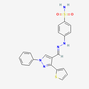 4-[(2E)-2-[(1-phenyl-3-thiophen-2-ylpyrazol-4-yl)methylidene]hydrazinyl]benzenesulfonamide