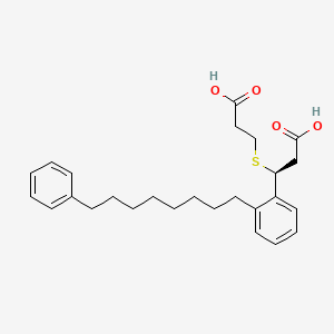 molecular formula C26H34O4S B1242807 Benzenepropanoic acid, beta-((2-carboxyethyl)thio)-2-(8-phenyloctyl)-, (betaS)- CAS No. 130465-17-7