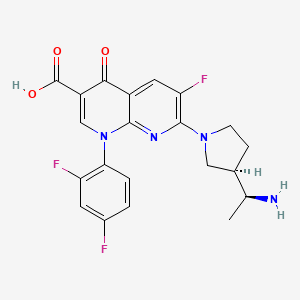 molecular formula C21H19F3N4O3 B1242813 (S-(R,S))-7-(3-(1-Aminoethyl)-1-pyrrolidinyl)-1-(2,4-difluorophenyl)-6-fluoro-1,4-dihydro-4-oxo-1,8-naphthyridine-3-carboxylic acid 