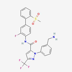 molecular formula C25H20F4N4O3S B1242846 1-[3-(aminomethyl)phenyl]-N-[3-fluoro-2'-(methylsulfonyl)biphenyl-4-yl]-3-(trifluoromethyl)-1H-pyrazole-5-carboxamide 