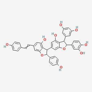 molecular formula C42H32O10 B12429098 4-[3-(3,5-Dihydroxyphenyl)-4-hydroxy-6-[4-hydroxy-2-(4-hydroxyphenyl)-6-[2-(4-hydroxyphenyl)ethenyl]-2,3-dihydro-1-benzofuran-3-yl]-2,3-dihydro-1-benzofuran-2-yl]benzene-1,2-diol 