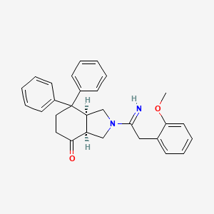 molecular formula C29H30N2O2 B1242926 (3AR,7AR)-OCTAHYDRO-2-[1-IMINO-2-(2-METHOXYPHENYL)ETHYL]-7,7-DIPHENYL-4H-ISOINDOL-4-ONE CAS No. 146610-76-6