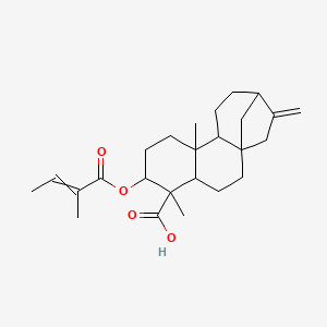 molecular formula C25H36O4 B12429302 5,9-Dimethyl-6-(2-methylbut-2-enoyloxy)-14-methylidenetetracyclo[11.2.1.01,10.04,9]hexadecane-5-carboxylic acid 