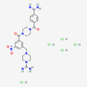 molecular formula C25H36Cl5N9O4 B12429333 4-[[3-[4-(4-carbamimidoylbenzoyl)piperazine-1-carbonyl]-5-nitrophenyl]methyl]piperazine-1-carboximidamide;pentahydrochloride 