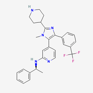 molecular formula C29H30F3N5 B1242957 4-[3-methyl-2-piperidin-4-yl-5-[3-(trifluoromethyl)phenyl]imidazol-4-yl]-N-[(1S)-1-phenylethyl]pyridin-2-amine CAS No. 189442-43-1