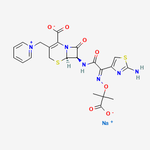 molecular formula C22H21N6NaO7S2 B1242975 sodium;(6R,7R)-7-[[(2E)-2-(2-amino-1,3-thiazol-4-yl)-2-(2-carboxylatopropan-2-yloxyimino)acetyl]amino]-8-oxo-3-(pyridin-1-ium-1-ylmethyl)-5-thia-1-azabicyclo[4.2.0]oct-2-ene-2-carboxylate 