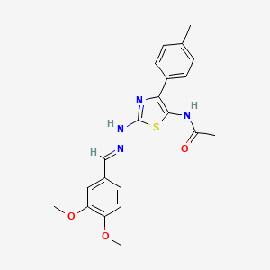 N-{2-[(2E)-2-(3,4-dimethoxybenzylidene)hydrazinyl]-4-(4-methylphenyl)-1,3-thiazol-5-yl}acetamide