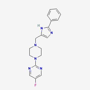 molecular formula C18H19FN6 B1242993 5-Fluoro-2-[4-[(2-phenyl-1H-imidazol-5-yl)methyl]-1-piperazinyl]pyrimidine 