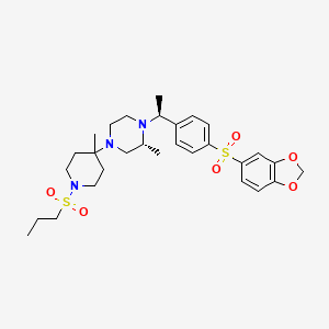 4-(4-(1(s)-(4-((1,3-Benzodioxol-5-yl)sulfonyl)phenyl)ethyl)-3(r)-methyl-1-piperazinyl)-4-methyl-1-(propylsulfonyl)piperidine