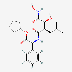 molecular formula C21H30N2O6 B12430145 cyclopentyl (2S)-2-[[(2R)-2-[(1S)-1-hydroxy-2-(hydroxyamino)-2-oxoethyl]-4-methylpentanoyl]amino]-2-(2,3,4,5,6-pentadeuteriophenyl)acetate 