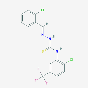 molecular formula C15H10Cl2F3N3S B1243037 2-[(2-chlorophenyl)methylene]-N-[2-chloro-5-(trifluoromethyl)phenyl]-1-hydrazinecarbothioamide 