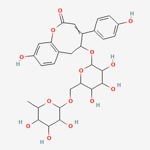 molecular formula C29H34O14 B12430593 9-Hydroxy-4-(4-hydroxyphenyl)-5-[3,4,5-trihydroxy-6-[(3,4,5-trihydroxy-6-methyloxan-2-yl)oxymethyl]oxan-2-yl]oxy-5,6-dihydro-1-benzoxocin-2-one 