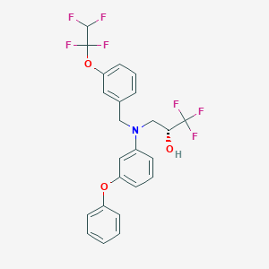 molecular formula C24H20F7NO3 B1243116 (R)-1,1,1-trifluoro-3-((3-phenoxyphenyl)(3-(1,1,2,2-tetrafluoroethoxy)benzyl)amino)propan-2-ol 