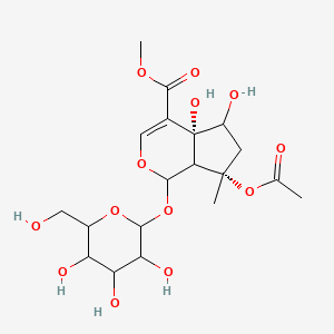 molecular formula C19H28O13 B12431169 methyl (4aR,7S)-7-acetyloxy-4a,5-dihydroxy-7-methyl-1-[3,4,5-trihydroxy-6-(hydroxymethyl)oxan-2-yl]oxy-1,5,6,7a-tetrahydrocyclopenta[c]pyran-4-carboxylate 