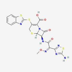 (6R,7R)-7-[[(2Z)-2-(5-amino-1,2,4-thiadiazol-3-yl)-2-methoxyiminoacetyl]amino]-3-(1,3-benzothiazol-2-ylsulfanyl)-8-oxo-5-thia-1-azabicyclo[4.2.0]oct-2-ene-2-carboxylic acid