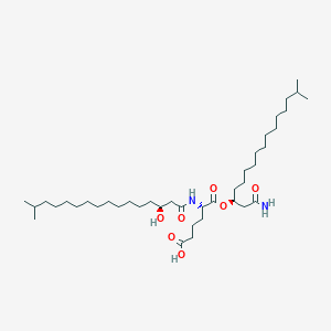 molecular formula C40H76N2O7 B1243129 (3S)-3-[(2S)-5-羧基-2-{(3S)-3-羟基-15-甲基十六烷酰氨基}-戊酰基]氧基-15-甲基十六烷酰胺 