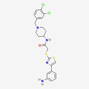 molecular formula C23H24Cl2N4OS2 B1243132 2-[[4-(3-aminophenyl)-1,3-thiazol-2-yl]sulfanyl]-N-[1-[(3,4-dichlorophenyl)methyl]piperidin-4-yl]acetamide 