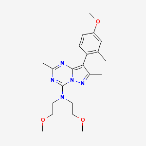 molecular formula C21H29N5O3 B1243136 N,N-Bis(2-methoxyethyl)-8-(4-methoxy-2-methylphenyl)-2,7-dimethylpyrazolo(1,5-a)-1,3,5-triazin-4-amine CAS No. 202578-88-9