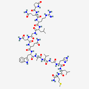 molecular formula C71H110N24O18S B12431496 N-[1-[[1-[[2-[[4-amino-1-[[5-amino-1-[[1-[[1-[[1-[[2-[[1-[[1-[(1-amino-4-methylsulfanyl-1-oxobutan-2-yl)amino]-4-methyl-1-oxopentan-2-yl]amino]-3-(1H-imidazol-4-yl)-1-oxopropan-2-yl]amino]-2-oxoethyl]amino]-3-methyl-1-oxobutan-2-yl]amino]-1-oxopropan-2-yl]amino]-3-(1H-indol-3-yl)-1-oxopropan-2-yl]amino]-1,5-dioxopentan-2-yl]amino]-1,4-dioxobutan-2-yl]amino]-2-oxoethyl]amino]-4-methyl-1-oxopentan-2-yl]amino]-5-carbamimidamido-1-oxopentan-2-yl]-2-[(5-oxopyrrolidine-2-carbonyl)amino]pentanediamide 