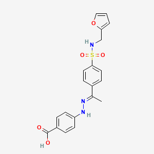 molecular formula C20H19N3O5S B1243155 4-[(2E)-2-[1-[4-(furan-2-ylmethylsulfamoyl)phenyl]ethylidene]hydrazinyl]benzoic acid 