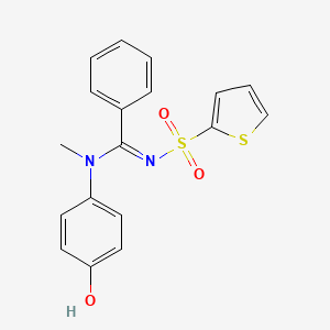 molecular formula C18H16N2O3S2 B1243159 N-(4-hydroxyphenyl)-N-methyl-N'-thiophen-2-ylsulfonylbenzenecarboximidamide 