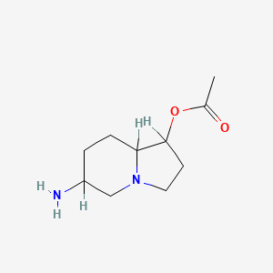 molecular formula C10H18N2O2 B1243160 6-Aminooctahydroindolizin-1-yl acetate 