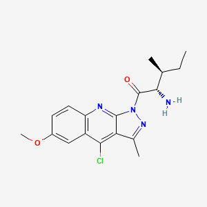 molecular formula C18H21ClN4O2 B1243188 (2S,3S)-2-amino-1-(4-chloro-6-methoxy-3-methylpyrazolo[3,4-b]quinolin-1-yl)-3-methylpentan-1-one 