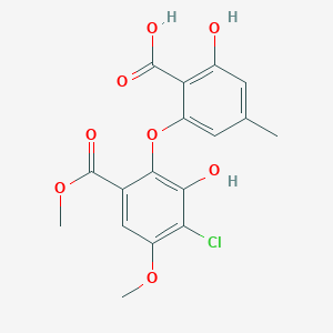 molecular formula C17H15ClO8 B1243197 2-(3-chloro-2-hydroxy-4-methoxy-6-methoxycarbonyl-phenoxy)-6-hydroxy-4-methyl-benzoic Acid 