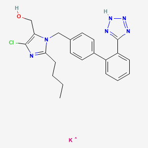 molecular formula C22H23ClKN6O B1243198 2-Butyl-4-chloro-1-((2'-(1H-etrazol-5-yl) (1,1'-biphenyl)-4-yl)methyl)-1H-imidazole-5-methanol 