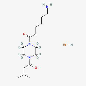 molecular formula C15H30BrN3O2 B12432162 6-amino-1-[2,2,3,3,5,5,6,6-octadeuterio-4-(3-methylbutanoyl)piperazin-1-yl]hexan-1-one;hydrobromide 