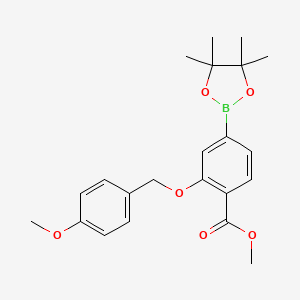 molecular formula C22H27BO6 B12432222 Methyl 2-[(4-methoxyphenyl)methoxy]-4-(4,4,5,5-tetramethyl-1,3,2-dioxaborolan-2-yl)benzoate 
