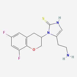 molecular formula C14H15F2N3OS B1243234 (R)-5-(2-Aminoethyl)-1-(6,8-difluorochroman-3-yl)-1,3-dihydroimidazole-2-thione 