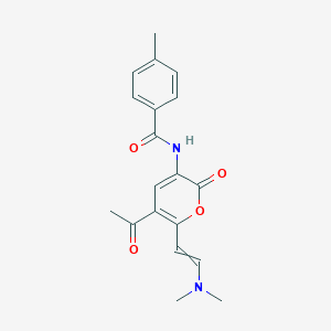 molecular formula C19H20N2O4 B12432497 N-{5-Acetyl-6-[2-(dimethylamino)ethenyl]-2-oxopyran-3-YL}-4-methylbenzamide 