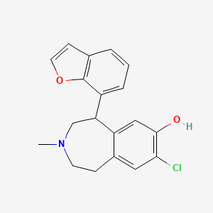 molecular formula C19H18ClNO2 B1243255 (+)-5-(7-benzofuranyl)-8-chloro-3-methyl-2,3,4,5-tetrahydro-1H-3-benzazepin-7-ol 