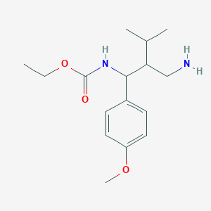 molecular formula C16H26N2O3 B12432560 ethyl N-[2-(aminomethyl)-1-(4-methoxyphenyl)-3-methylbutyl]carbamate 