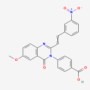 molecular formula C24H17N3O6 B12432699 4-{6-methoxy-2-[(1E)-2-(3-nitrophenyl)ethenyl]-4-oxoquinazolin-3-yl}benzoic acid 