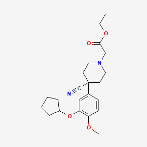 molecular formula C22H30N2O4 B12432784 Ethyl 2-(4-cyano-4-(3-(cyclopentyloxy)-4-methoxyphenyl)piperidin-1-yl)acetate 