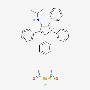 molecular formula C34H30ClNO2Ru B12432837 Chlorodicarbonyl(1-(isopropylamino)-2,3,4,5-tetraphenylcyclo 