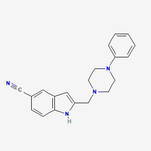 1H-Indole-5-carbonitrile, 2-((4-phenyl-1-piperazinyl)methyl)-