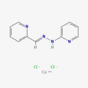 molecular formula C11H10Cl2CuN4 B1243296 Copper, dichloro(2-pyridinecarboxaldehyde 2-pyridinylhydrazone)- CAS No. 46847-77-2