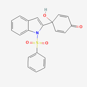 1H-Indole, 2-(1-hydroxy-4-oxo-2,5-cyclohexadien-1-yl)-1-(phenylsulfonyl)-