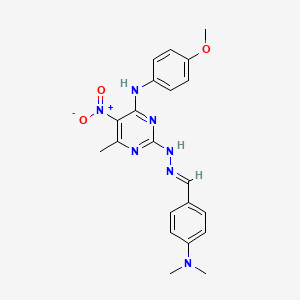 {2-[N'-(4-Dimethylamino-benzylidene)-hydrazino]-6-methyl-5-nitro-pyrimidin-4-yl}-(4-methoxy-phenyl)-amine